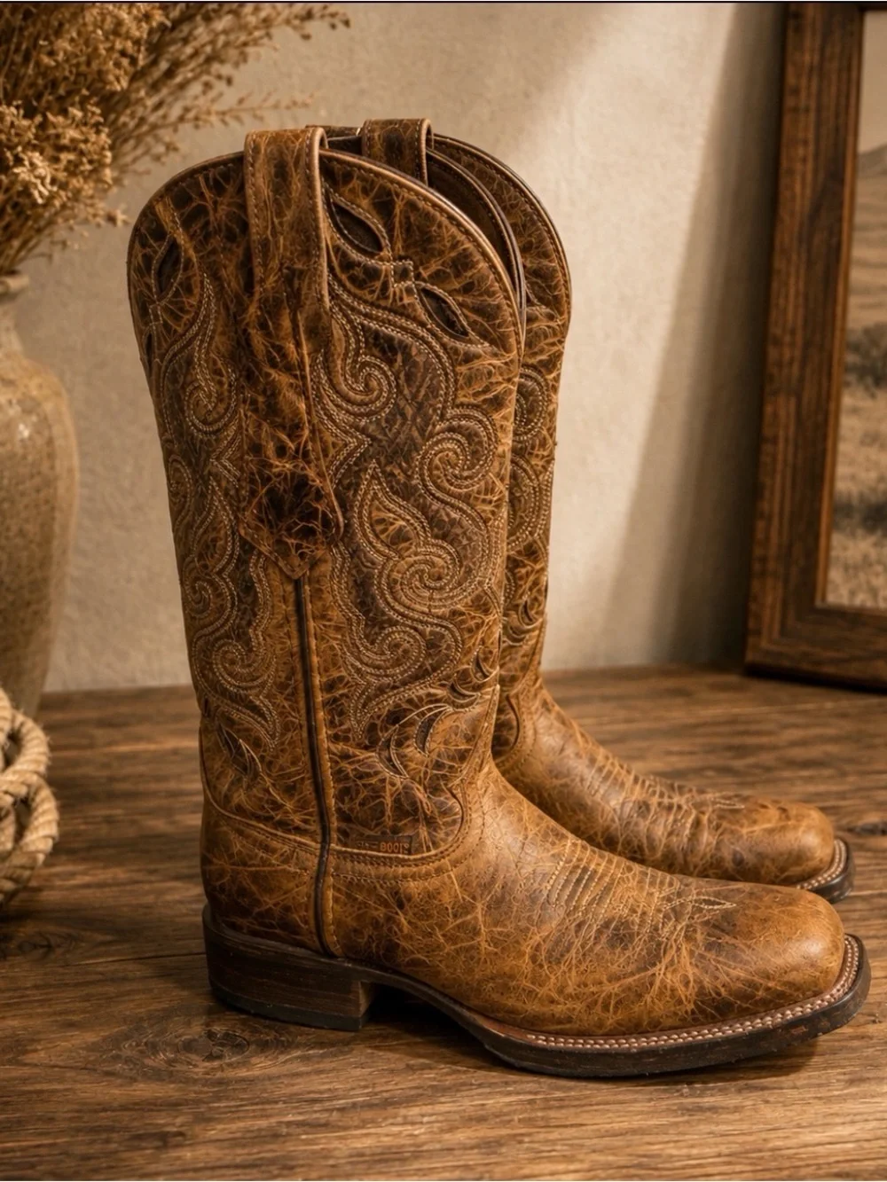 Soto Tan Leather Cowboy Boots 10.5